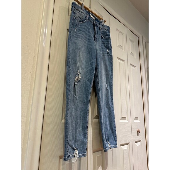 Whetherly Everette High Rise Cropped Vintage Wash Distressed Mom Jeans 32 14 - Picture 4 of 12